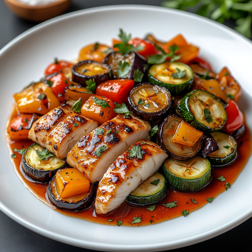 Курочка с запеченными овощами по-сеульски