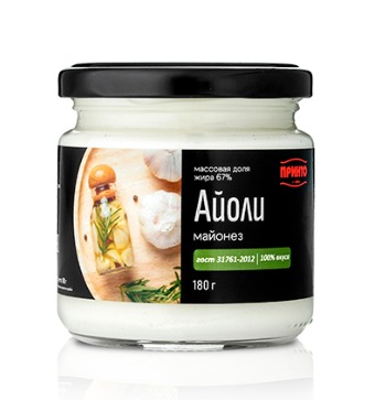 Майонез "Айоли" с чесноком 67% 180г Принто