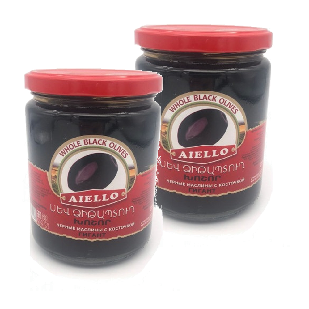 Маслины Aiello черные с косточкой с/б, 520 г. Армения