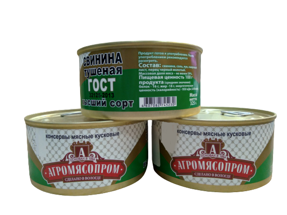 Консервы мясные "Свинина тушеная" ГОСТ ж/б 325гр ЗАО «Агромясопром»
