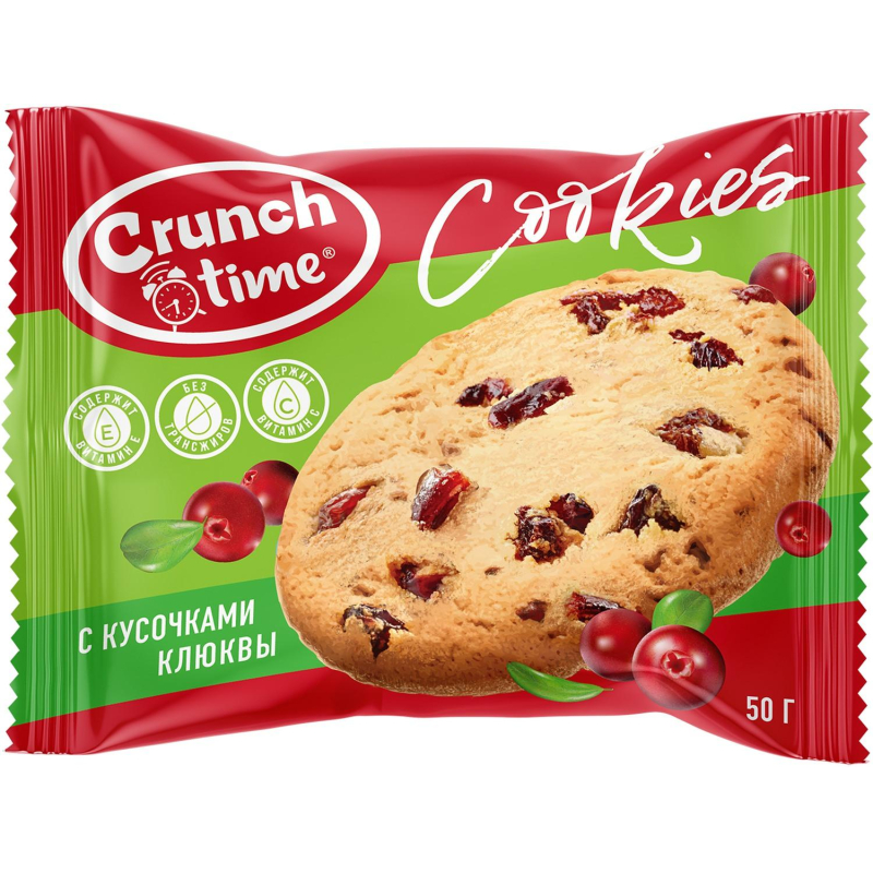 Печенье сдобное с клюквой CRUNCH TIME Cookies, 50г