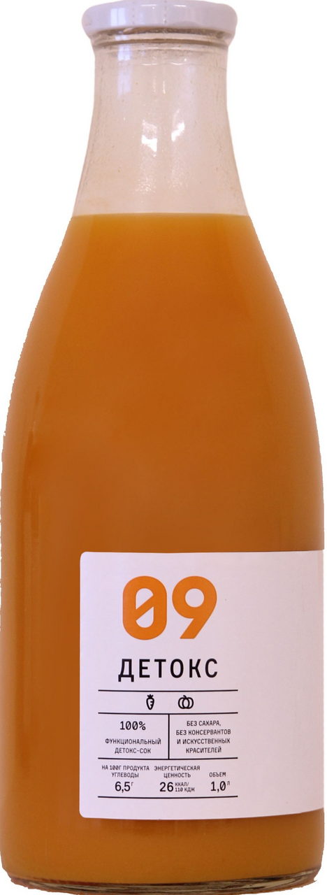 Сок "Детокс 09" мультиовощной с мякотью Морковь-Тыква 1 л /Тихвинский Уездъ/