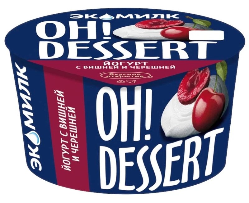БЗМЖ Йогурт Экомилк Oh!Dessert 4,2% с виш.и череш.130гр.