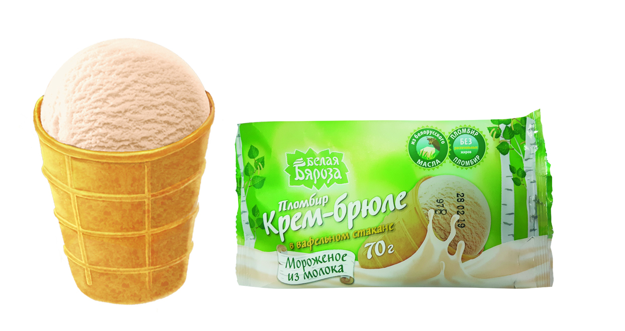 Мороженое Крем-брюле в вафельном стакане БЗМЖ "БЕЛАЯ БЯРОЗА" ОАО "КУРСКИЙ ХЛАДОКОМБИНАТ"