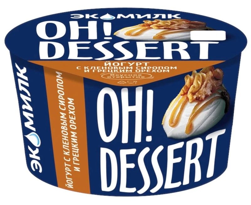 БЗМЖ Йогурт Экомилк Oh!Dessert 4,2% с с кленовым сиропом и грецким орехом 130гр.