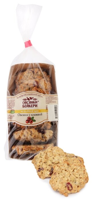 Печенье Овсяное с клюквой, 200гр. Овсбей
