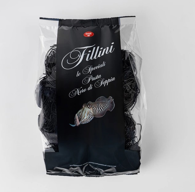 Гнезда FILLINI Спагеттини с чернилами каракатицы гр.А 300гр. /ООО Нудел Продукт/