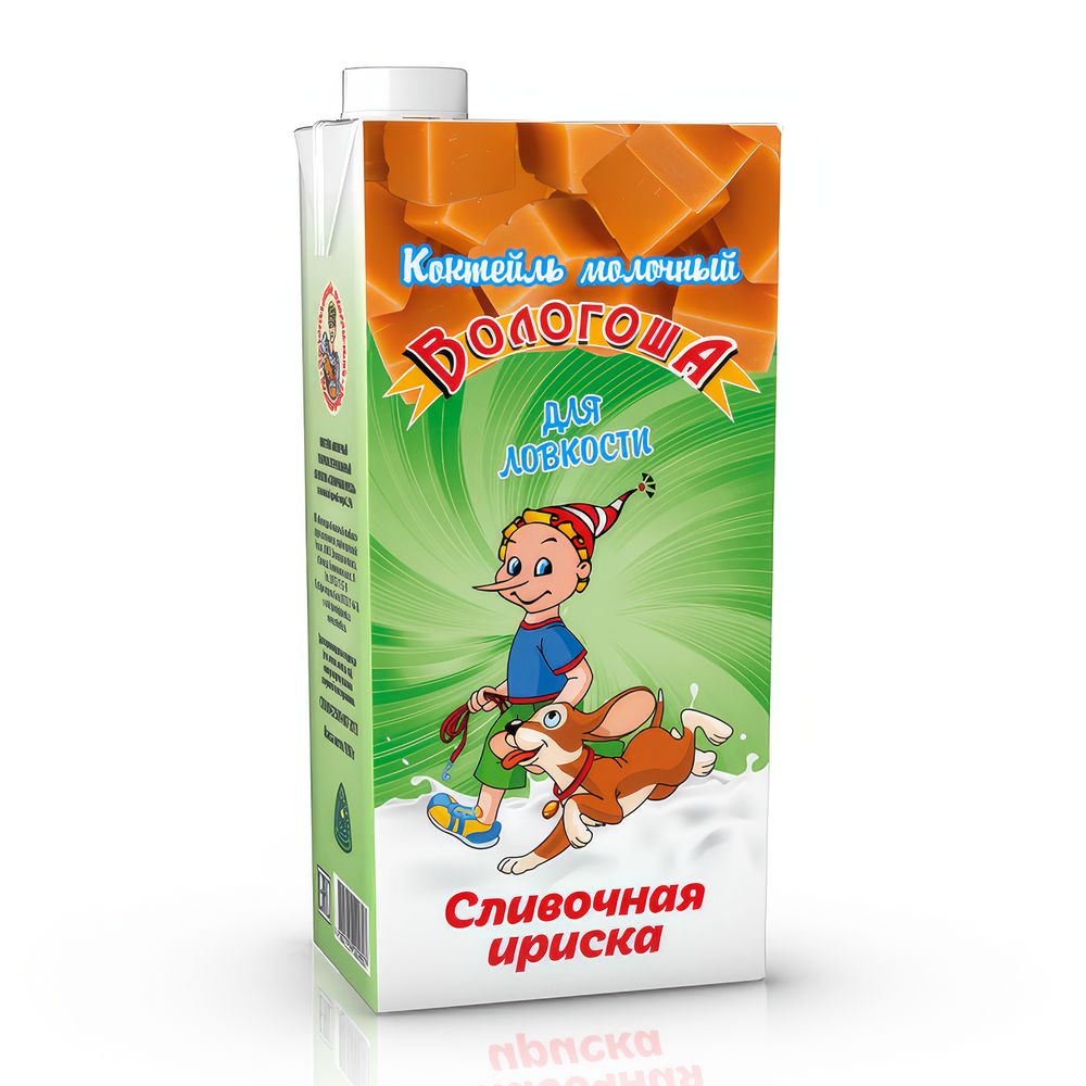 Коктейль молочный "Сливочная ириска" 2,5% 1 л Вологоша ультра паст. /Вологодский молочный комбинат/