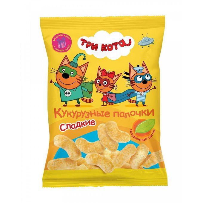 Сладкие кукурузные палочки ТРИ КОТА, 75г
