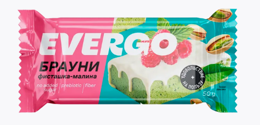 Пирожное протеиновое "Брауни" фисташка-малина,50гр