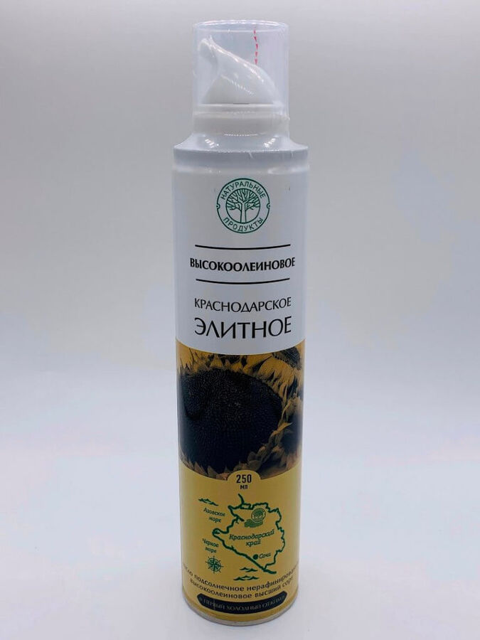 Масло Высокоолеиновое подсолн.нераф., х. отжим  0,25 л. спрей ж/б