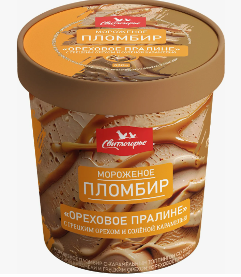 Мороженое пломбир «Ореховое пралине» м.д.ж. 12,0% 330 г Свитлогорье