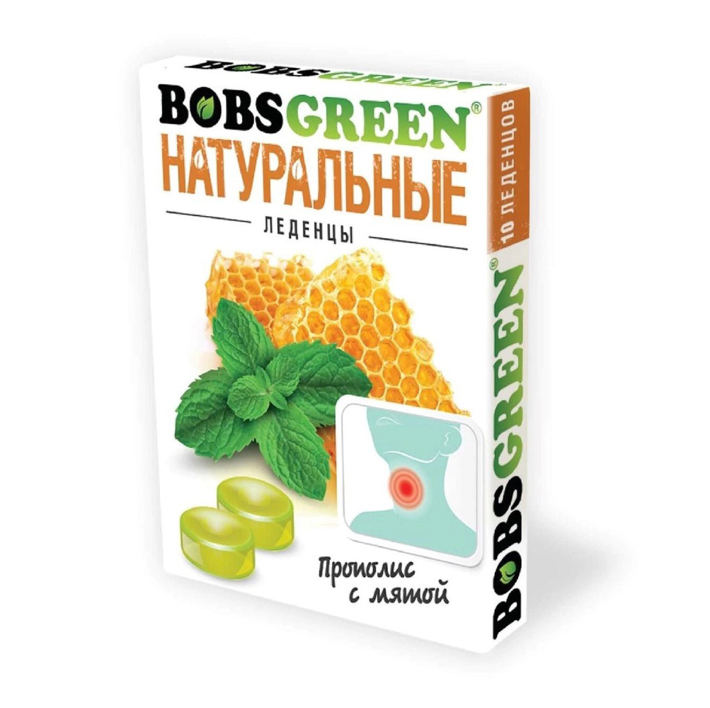 Леденцы прополис с мятой BOBSGREEN, 32г