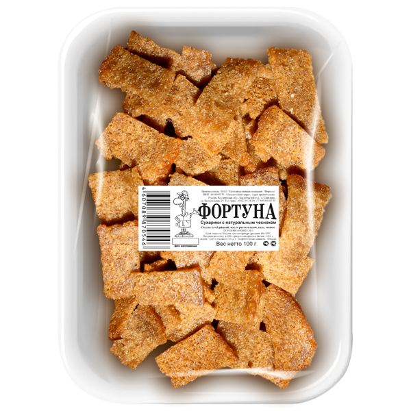 Сухарики "Фортуна" с нат.чесноком .100 гр