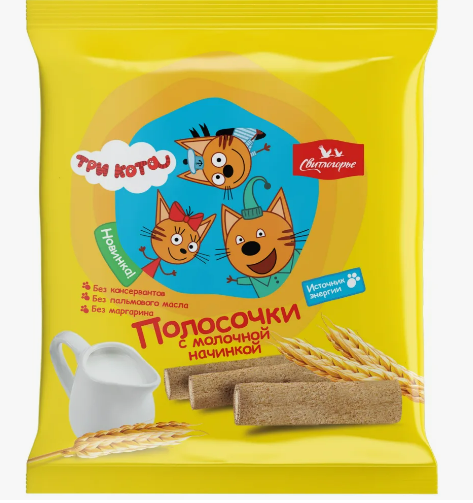 Полосочки с молочной начинкой Три кота 100 гр
